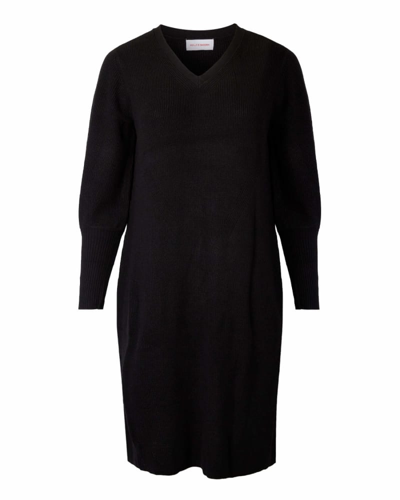 Front of a size 1X Presley Sweater Dress in Black by Molly & Isadora. | dia_product_style_image_id:266884